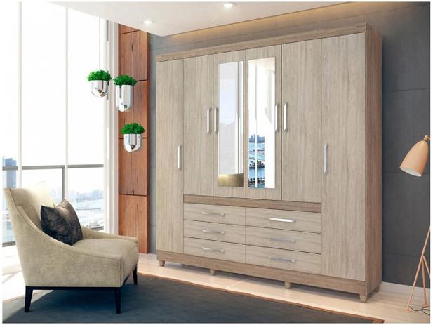 Guarda-roupa Casal com Espelho 6 Portas - 6 Gavetas Demóbile Paris II