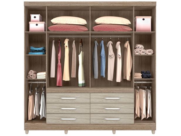 Guarda-roupa Casal com Espelho 6 Portas - 6 Gavetas Demóbile Paris II