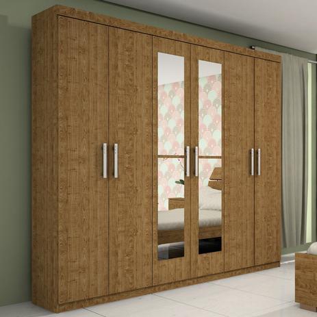 Guarda Roupa Casal Com Espelho 6 Portas Olimpo Flex Montagem Tcil Móveis Imbuia Rustic Menor preço em Guarda Roupa Casal Com Espelho 6 Portas Olimpo Flex Montagem Tcil Móveis Imbuia Rustic