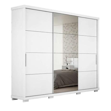 Guarda Roupa Casal com Espelho Barcelona 3 PT 6 GV Branco - Robel móveis Menor preço em Guarda Roupa Casal com Espelho Barcelona 3 PT 6 GV Branco - Robel móveis