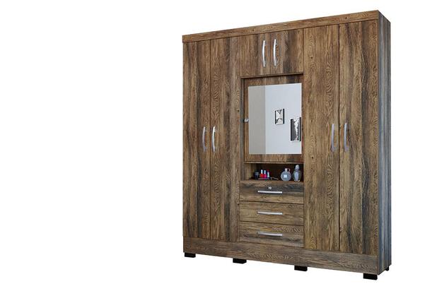 Guarda-Roupa Casal Com Espelho Grafite 7 Portas Canela Rustico Fosco - Colibri Móveis Menor preço em Guarda-Roupa Casal Com Espelho Grafite 7 Portas Canela Rustico Fosco - Colibri Móveis