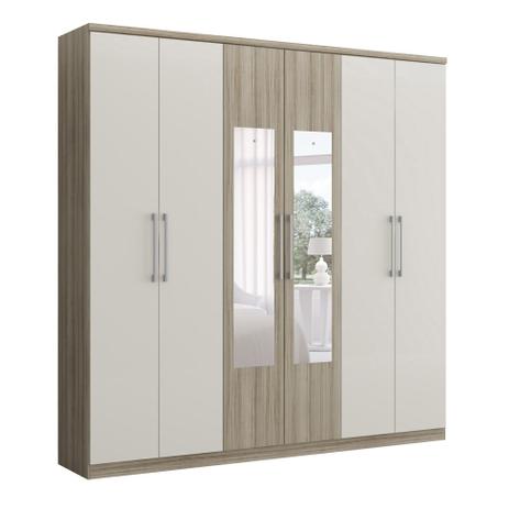 Guarda-Roupa Casal com Espelho Mitra 6PT Anis Camurça - Carraro móveis Menor preço em Guarda-Roupa Casal com Espelho Mitra 6PT Anis Camurça - Carraro móveis