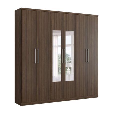 Guarda-Roupa Casal com Espelho Mitra 6PT Ébano - Carraro móveis Menor preço em Guarda-Roupa Casal com Espelho Mitra 6PT Ébano - Carraro móveis