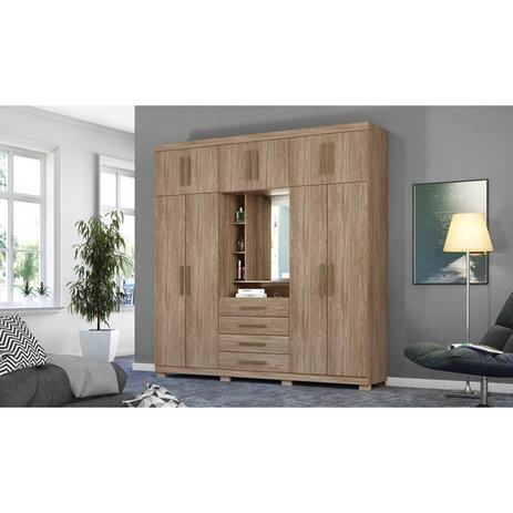 Guarda Roupa Casal Com Espelho Moscou Nogal Demobile - Demóbile Menor preço em Guarda Roupa Casal Com Espelho Moscou Nogal Demobile - Demóbile