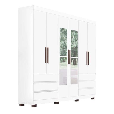 Guarda-Roupa Casal com Espelho Panamá 6 PT Branco - Tuboarte Menor preço em Guarda-Roupa Casal com Espelho Panamá 6 PT Branco - Tuboarte