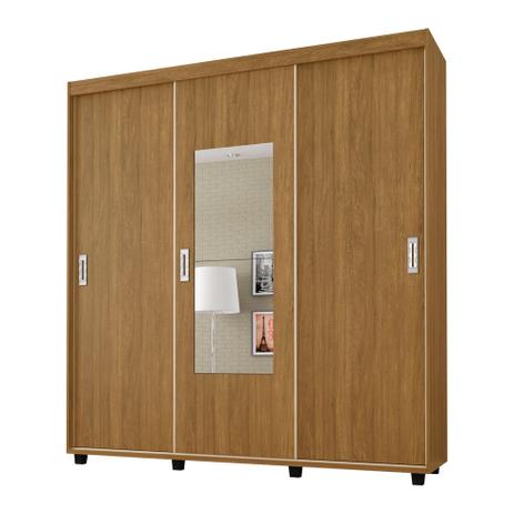 Guarda-Roupa Casal com Espelho Valença 3 PT Cinamomo - Móveis bechara Menor preço em Guarda-Roupa Casal com Espelho Valença 3 PT Cinamomo - Móveis bechara