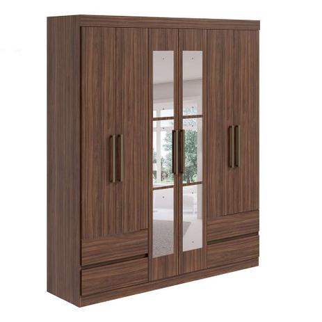 Guarda-Roupa Casal com Espelho Zeus 6 PT 4 GV Imbuia - Lopas Menor preço em Guarda-Roupa Casal com Espelho Zeus 6 PT 4 GV Imbuia - Lopas