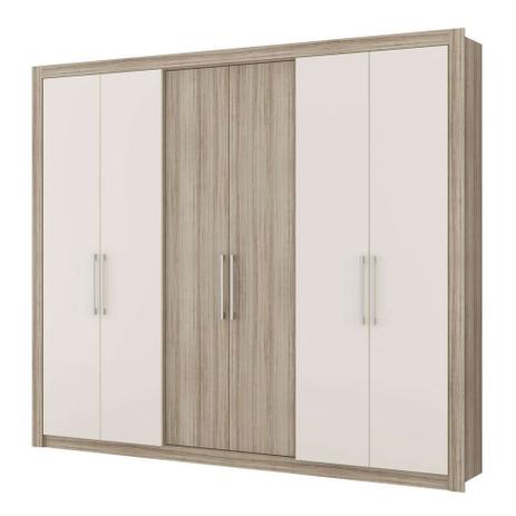 Guarda-Roupa Casal Dakar 6 PT Anis e Camurça - Carraro móveis Menor preço em Guarda-Roupa Casal Dakar 6 PT Anis e Camurça - Carraro móveis