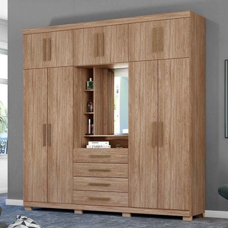 Guarda Roupa Casal Demóbile Moscou 10 Portas com Pés Nogal Touch - Demobile Menor preço em Guarda Roupa Casal Demóbile Moscou 10 Portas com Pés Nogal Touch - Demobile