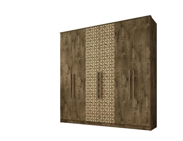 Guarda-Roupa Casal Dublin 6 Portas 3 Gavetas 3D Madeira Rustica - Móveis bechara Menor preço em Guarda-Roupa Casal Dublin 6 Portas 3 Gavetas 3D Madeira Rustica - Móveis bechara
