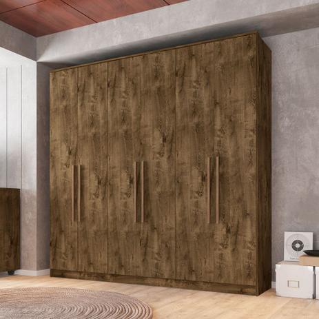 Guarda Roupa Casal Dublin 6 Portas Cor Madeira Rustica - Moveis bechara Menor preço em Guarda Roupa Casal Dublin 6 Portas Cor Madeira Rustica - Moveis bechara