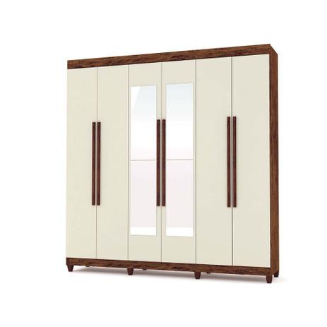 Guarda-Roupa Casal Elegance Imbuia/Champanhe 6 Portas 2 Gavetas Internas e Espelho - Vila Rica Menor preço em Guarda-Roupa Casal Elegance Imbuia/Champanhe 6 Portas 2 Gavetas Internas e Espelho - Vila Rica