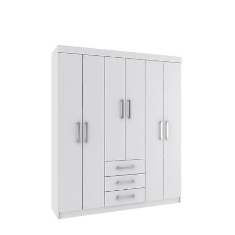Guarda-Roupa Casal Fortaleza 6 Portas 3 Gavetas Branco - Moveis rodial Menor preço em Guarda-Roupa Casal Fortaleza 6 Portas 3 Gavetas Branco - Moveis rodial