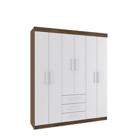 Guarda-Roupa Casal Fortaleza 6 Portas 3 Gavetas Cacau e Branco - Moveis rodial Menor preço em Guarda-Roupa Casal Fortaleza 6 Portas 3 Gavetas Cacau e Branco - Moveis rodial