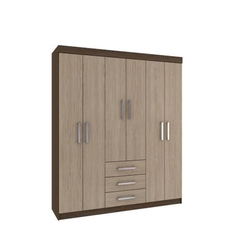 Guarda-Roupa Casal Fortaleza 6 Portas 3 Gavetas Nogal e Avelã - Moveis rodial Menor preço em Guarda-Roupa Casal Fortaleza 6 Portas 3 Gavetas Nogal e Avelã - Moveis rodial