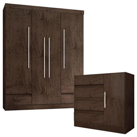 Guarda Roupa Casal Master 3400 e Cômoda 8000 Imbuia Araplac Menor preço em Guarda Roupa Casal Master 3400 e Cômoda 8000 Imbuia Araplac