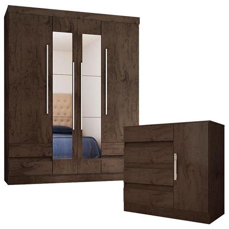 Guarda Roupa Casal Master 4400 e Cômoda 8000 Imbuia Araplac Menor preço em Guarda Roupa Casal Master 4400 e Cômoda 8000 Imbuia Araplac