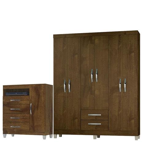 Guarda Roupa Casal Módena e Cômoda Cannes 1 Porta Malbec Incorplac Menor preço em Guarda Roupa Casal Módena e Cômoda Cannes 1 Porta Malbec Incorplac
