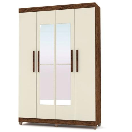 Guarda Roupa Casal Palmas 4 Portas e Espelho Imbuia/Champanhe - VLR Móveis Menor preço em Guarda Roupa Casal Palmas 4 Portas e Espelho Imbuia/Champanhe - VLR Móveis