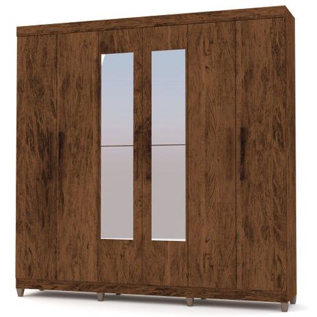 Guarda Roupa Casal Palmas 6 Portas e Espelho Imbuia/Rústico - VLR Móveis Menor preço em Guarda Roupa Casal Palmas 6 Portas e Espelho Imbuia/Rústico - VLR Móveis