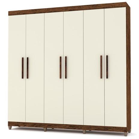 Guarda Roupa Casal Palmas 6 Portas Imbuia/Champanhe - VLR Móveis Menor preço em Guarda Roupa Casal Palmas 6 Portas Imbuia/Champanhe - VLR Móveis