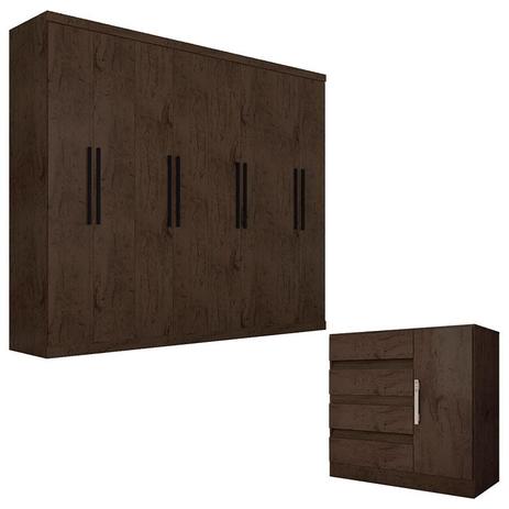 Guarda Roupa Casal Prime 1684 e Cômoda Exellence 8000 Imbuia - Araplac Menor preço em Guarda Roupa Casal Prime 1684 e Cômoda Exellence 8000 Imbuia - Araplac