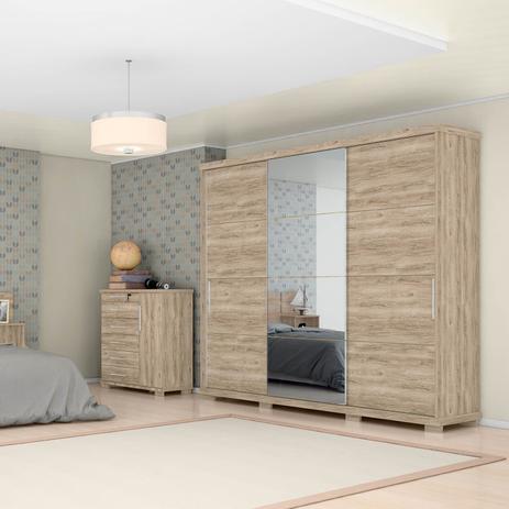 Guarda Roupa Casal Robel Barcelona 3 Portas Cedro Madeirado C/ Espelho Menor preço em Guarda Roupa Casal Robel Barcelona 3 Portas Cedro Madeirado C/ Espelho