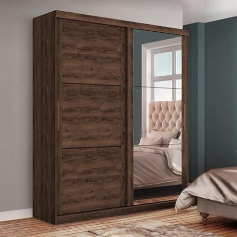 Guarda Roupa Casal Robel Prático 2 Portas Jacarandá Madeirado C/ Espelho Menor preço em Guarda Roupa Casal Robel Prático 2 Portas Jacarandá Madeirado C/ Espelho