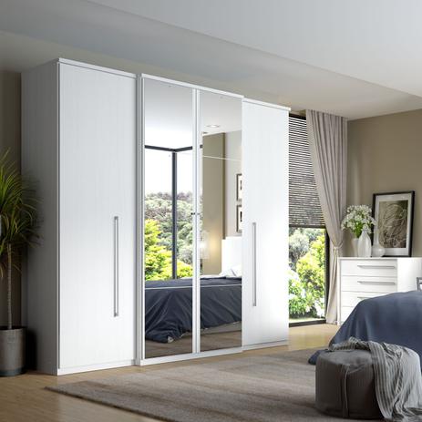 Guarda Roupa Casal THB Splendore Plus Glass 4 Portas Branco - Móveis thb Menor preço em Guarda Roupa Casal THB Splendore Plus Glass 4 Portas Branco - Móveis thb