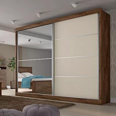 Guarda Roupa Casal Verona Plus com 2 Espelho 2 Portas de Correr 4 Gavetas Made Marcs Braúna/Off-White CestaPlus Menor preço em Guarda Roupa Casal Verona Plus com 2 Espelho 2 Portas de Correr 4 Gavetas Made Marcs Braúna/Off-White CestaPlus
