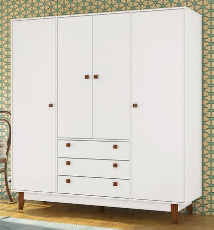 Guarda Roupa Casal Vintage Branco Ac/Branco Ac - Olivar Menor preço em Guarda Roupa Casal Vintage Branco Ac/Branco Ac - Olivar