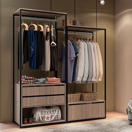 Guarda-Roupa Closet Modulado Manchester 3 GV Carvalho - Incoflex Menor preço em Guarda-Roupa Closet Modulado Manchester 3 GV Carvalho - Incoflex