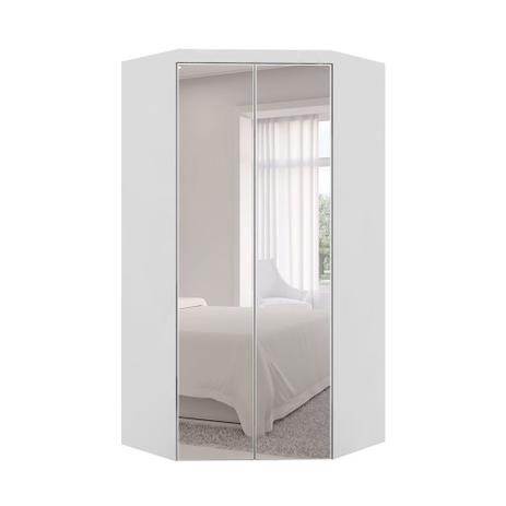 Guarda-Roupa Closet Modulado Virtual com Espelho 2 PT 3 GV Branco Fosco e Amadeirado - Robel Móveis Menor preço em Guarda-Roupa Closet Modulado Virtual com Espelho 2 PT 3 GV Branco Fosco e Amadeirado - Robel Móveis