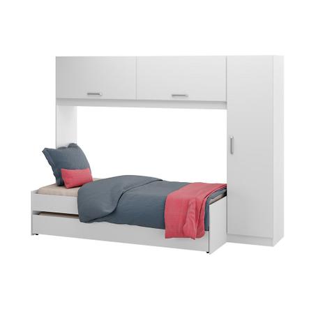 Guarda-Roupa com Bicama e Módulo Aéreo 3 Portas e 4 Prateleiras Branco - Multimóveis Menor preço em Guarda-Roupa com Bicama e Módulo Aéreo 3 Portas e 4 Prateleiras Branco - Multimóveis