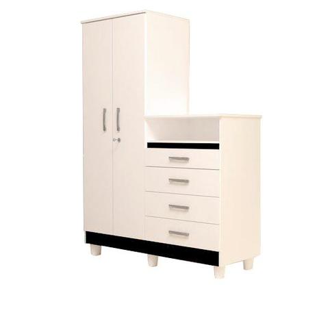 Guarda Roupa com Comoda Infantil Line Branco/Preto Flex - Vila Rica Menor preço em Guarda Roupa com Comoda Infantil Line Branco/Preto Flex - Vila Rica