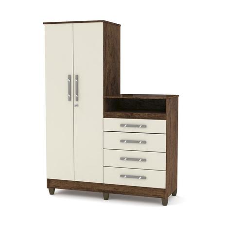 Guarda Roupa Com Comoda Line Imbuia Champanhe VLR Moveis Menor preço em Guarda Roupa Com Comoda Line Imbuia Champanhe VLR Moveis