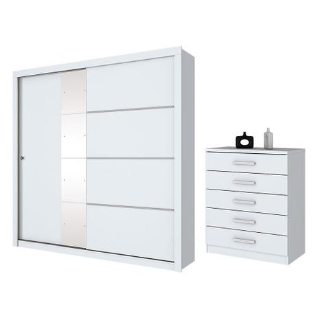 Guarda Roupa Dakar com Espelho 2 Portas com Comoda Flor de Lis Henn Menor preço em Guarda Roupa Dakar com Espelho 2 Portas com Comoda Flor de Lis Henn