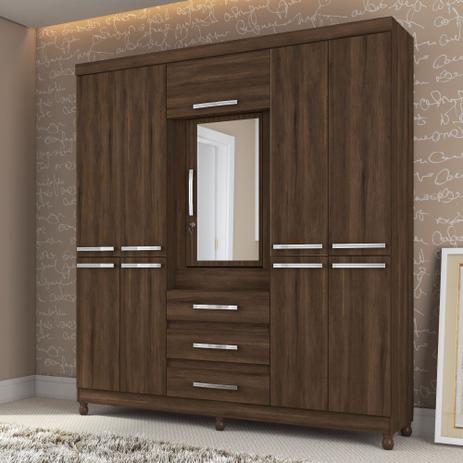 Guarda Roupa de Casal Fusion 10 Portas 3 Gavetas - Cedro - Albatroz Menor preço em Guarda Roupa de Casal Fusion 10 Portas 3 Gavetas - Cedro - Albatroz