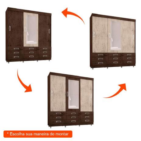 Guarda Roupa de Correr Araplac Flex 3 Portas e 9 Gavetas Com Espelho - Imbuia e Avelã é boa?