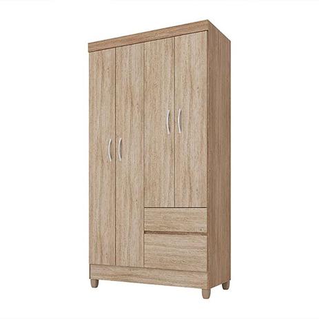 Guarda Roupa Demóbile Lotus 4 Portas 2 Gavetas Nogal/Vanilla Touch Menor preço em Guarda Roupa Demóbile Lotus 4 Portas 2 Gavetas Nogal/Vanilla Touch