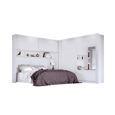 Guarda roupa dormitório conjugado 100% MDF 4 portas Firenze Branco - Europa mademarcs Menor preço em Guarda roupa dormitório conjugado 100% MDF 4 portas Firenze Branco - Europa mademarcs