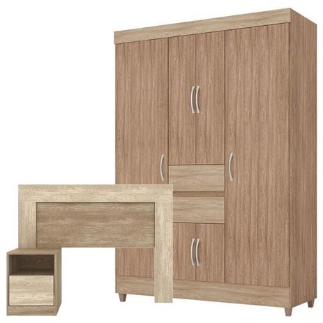 Guarda Roupa e Cabeceira Solteiro Ecom Nogal Vanilla Touch Demobile Menor preço em Guarda Roupa e Cabeceira Solteiro Ecom Nogal Vanilla Touch Demobile