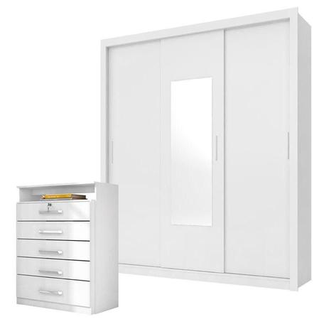 Guarda Roupa e Cômoda Casal Class Branco Demobile Menor preço em Guarda Roupa e Cômoda Casal Class Branco Demobile