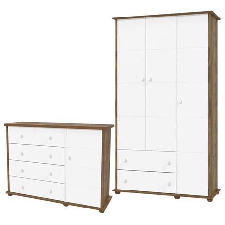 Guarda Roupa e Cômoda Infantil Fratelli Plus 3 Portas Branco Acetinado Teka Touch - Matic - Matic moveis Menor preço em Guarda Roupa e Cômoda Infantil Fratelli Plus 3 Portas Branco Acetinado Teka Touch - Matic - Matic moveis