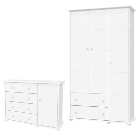 Guarda Roupa e Cômoda Infantil Fratelli Plus 3 Portas Branco Brilho - Matic - Matic moveis Menor preço em Guarda Roupa e Cômoda Infantil Fratelli Plus 3 Portas Branco Brilho - Matic - Matic moveis
