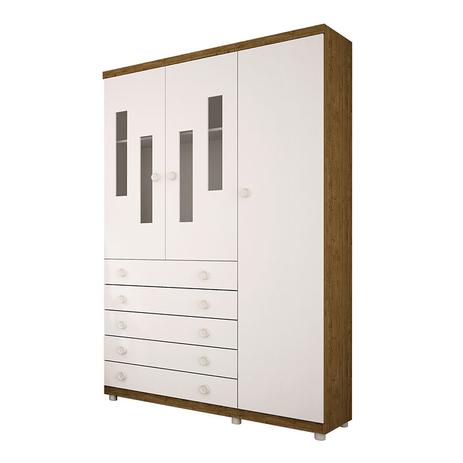 Guarda Roupa Evolution Imbuia Rustic/Neve 3 Portas - TCIL Menor preço em Guarda Roupa Evolution Imbuia Rustic/Neve 3 Portas - TCIL