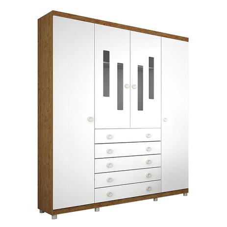 Guarda Roupa Evolution Imbuia Rustic/Neve 4 Portas - TCIL Menor preço em Guarda Roupa Evolution Imbuia Rustic/Neve 4 Portas - TCIL