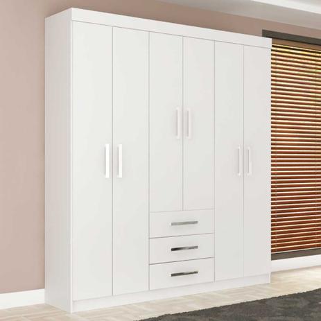 Guarda-roupa Fortaleza 6 Portas e 3 Gavetas Branco 1d6350 - Rodial Menor preço em Guarda-roupa Fortaleza 6 Portas e 3 Gavetas Branco 1d6350 - Rodial