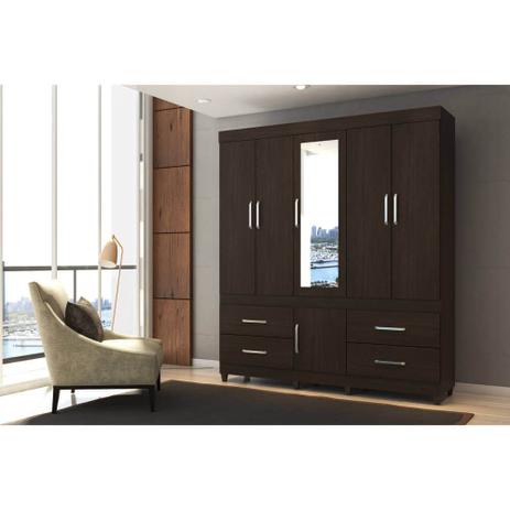 Guarda Roupa Guarujá 6 Portas 4 Gavetas e Espelho - Ébano Touch - Demóbile Menor preço em Guarda Roupa Guarujá 6 Portas 4 Gavetas e Espelho - Ébano Touch - Demóbile