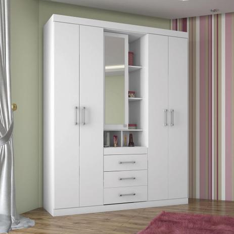 Guarda Roupa Havana Star 5.3 Flex com Pés - Branco/Fúcsia Menor preço em Guarda Roupa Havana Star 5.3 Flex com Pés - Branco/Fúcsia